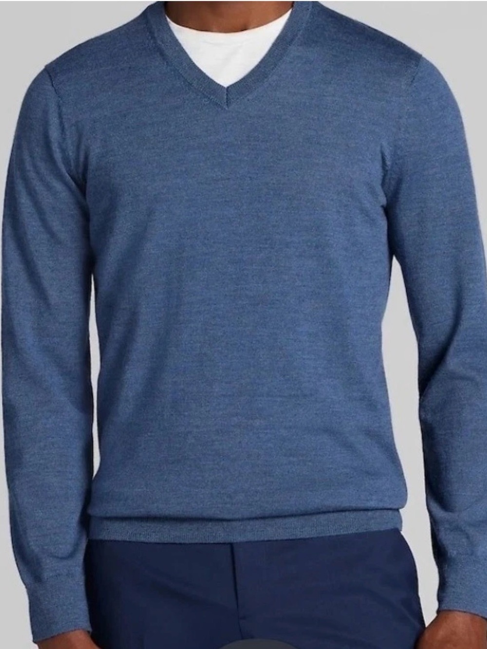 Jos A Bank Pima Cotton V-Neck Traveler Sweater Mens Medium Blue